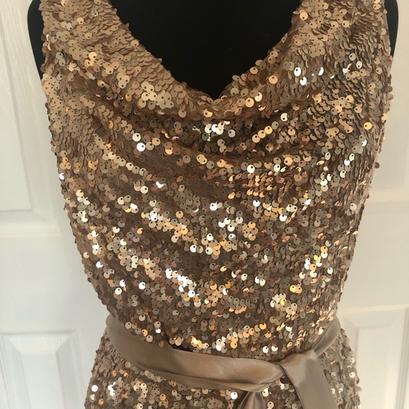 Cache Sequined Gold Dress 8 - Picture 2 of 5
